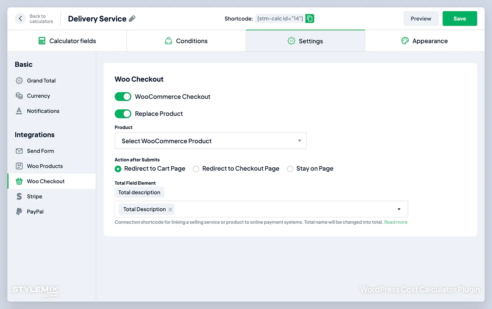 StylemixThemes Cost Calculator Settings Screen