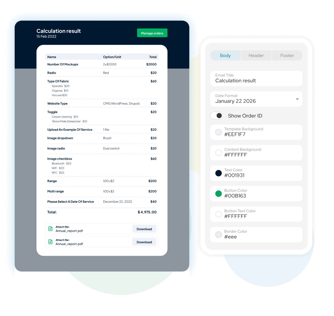 Form Estimation Email Template